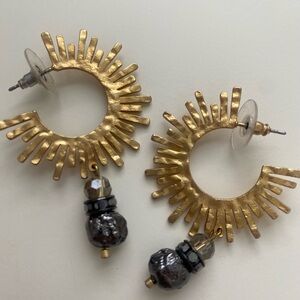 Gold Tone Dangle Hoop Earrings Chicos Brand